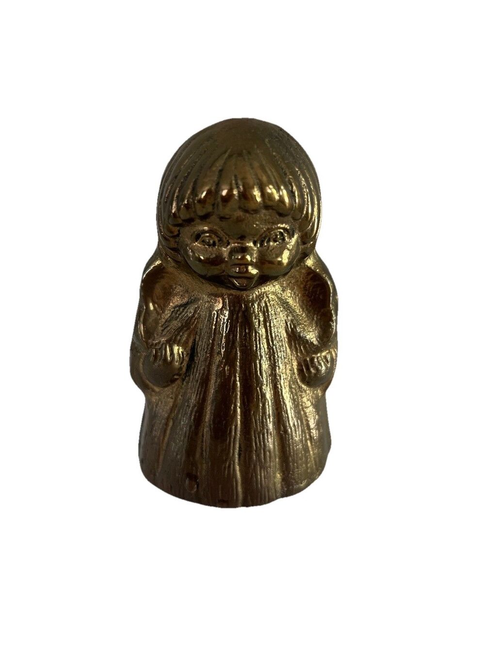 Vintage Brass Angel Bell Figurine, Working Bell